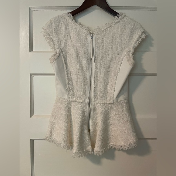 Rebecca Taylor Tweed & Lamb’s Leather Peplum Top - Picture 4 of 10